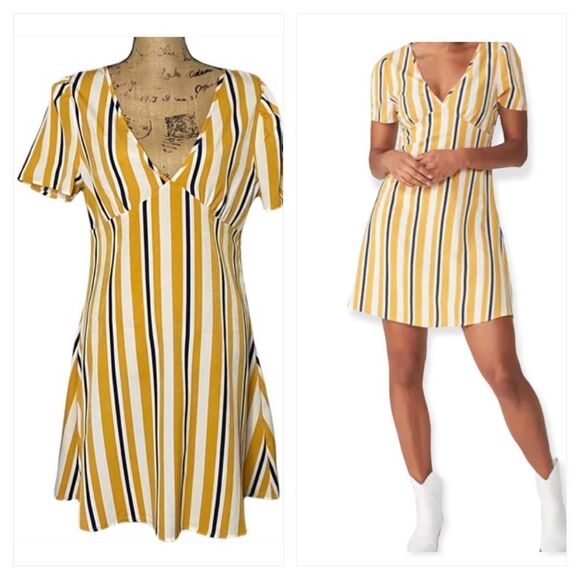 COTTON ON Striped V-neck A-line Dress Medium - Picture 1 of 9